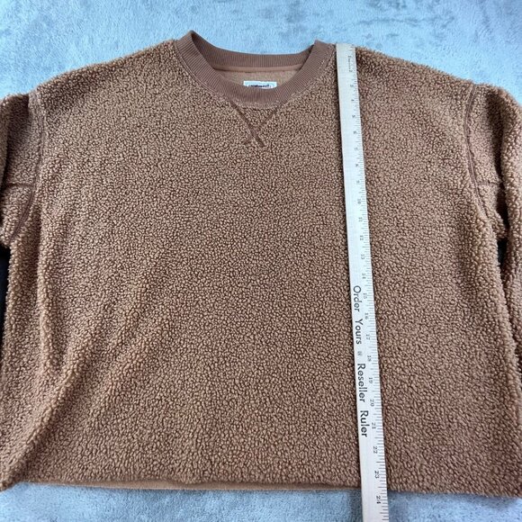 Y2K American Eagle Sweater Women's Large Brown Sherpa Crewneck Warm Cozy Cottage - Picture 5 of 10
